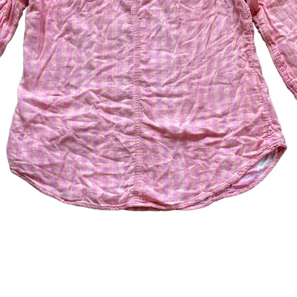 Maurices pink & orange plaid checkered long sleeve button down shirt - Picture 10 of 14